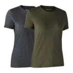 Ladies Basic 2-pack T-shirt - adventure-green-melange - 36