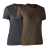 Ladies Basic 2-pack T-shirt - brown-leaf-melange - 36